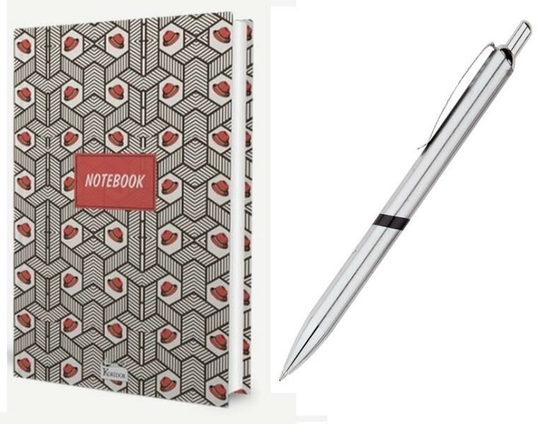 Bez Ciltli Kareli Defter Şapka + Mikro Tükenmez Kalem 2 li Set