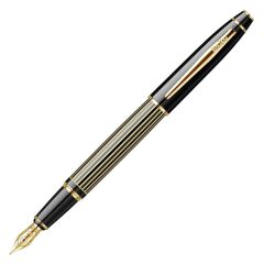 Scrikss Noble 35L Çizgi Desenli Dolma Kalem Siyah Altın