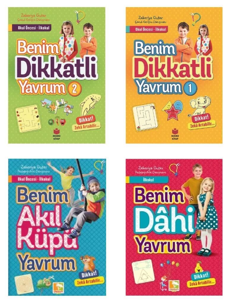 Okul Öncesi Benim Dikkatli Yavrum Benim Dahi Yavrum Etkinlik Seti (4 Kitap)