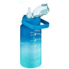 Vagonlife Mavi-Turkuaz 1500ML Pipetli/Pipetsiz Kullanım Motivasyon Matarası