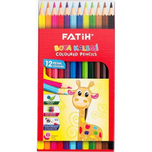 Fatih 12 Renk Tam Boy Kuru Boya Kalemi