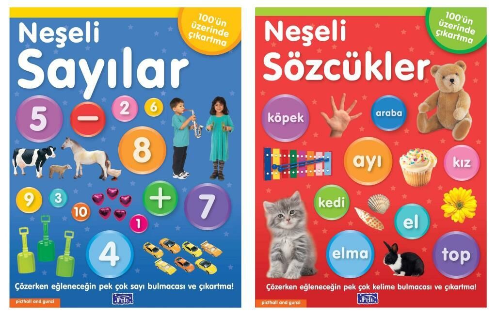 Çıkartmalı Neşeli Sözcükler + Neşeli Sayılar 2 Kitap