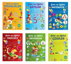 Şirin ve Eğitici Etkinlikler 6 Kitap (Sayılar + Matematik + Çizgiler + Mevsimler + İngilizce + Etkinlikler)