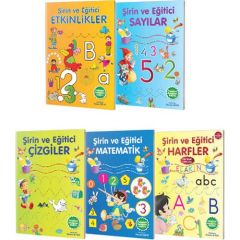 Şirin ve Eğitici Serisi 5 Kitap (Çizgiler - Matematik - Sayılar - Harfler - Etkinlikler)