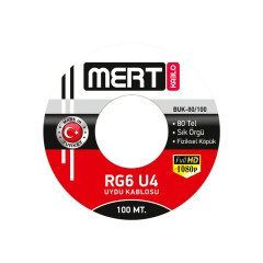 BUK-80/100  MERT RG6 U4 80 TEL UYDU KABLOSU BEYAZ-100M