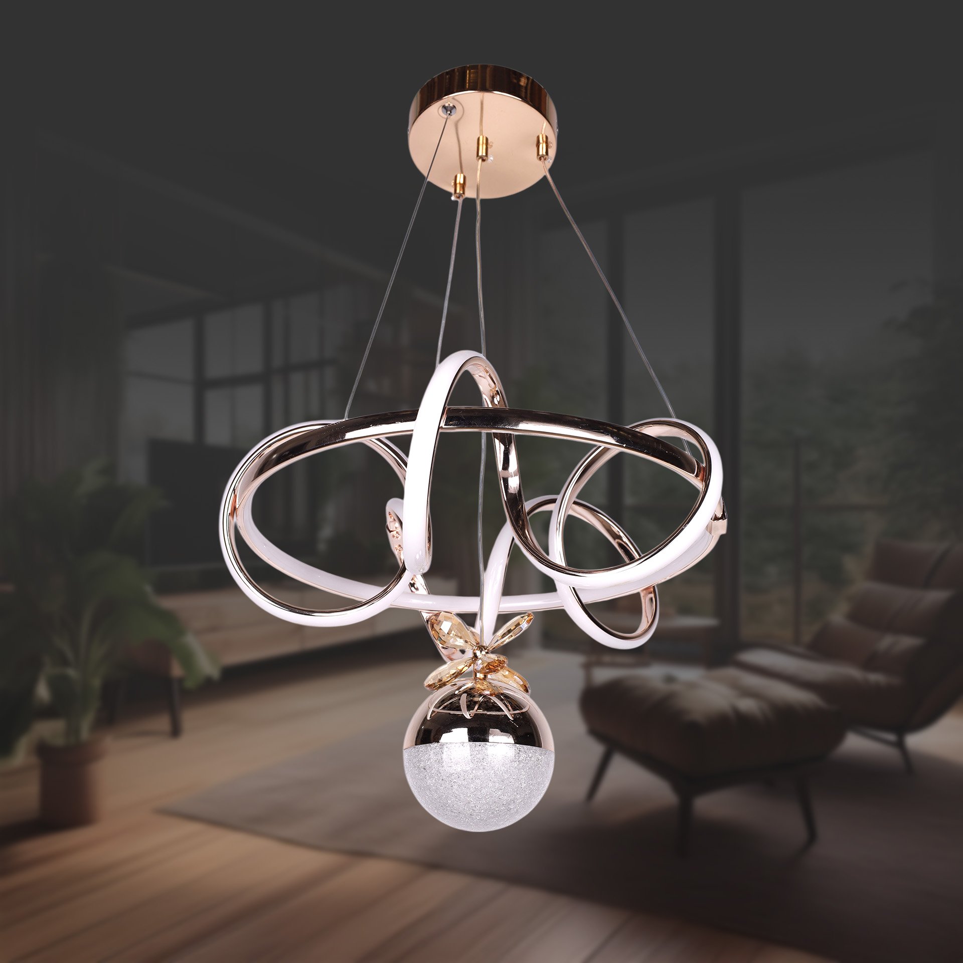 Kuzey Orta Altın Toplu Led Avize