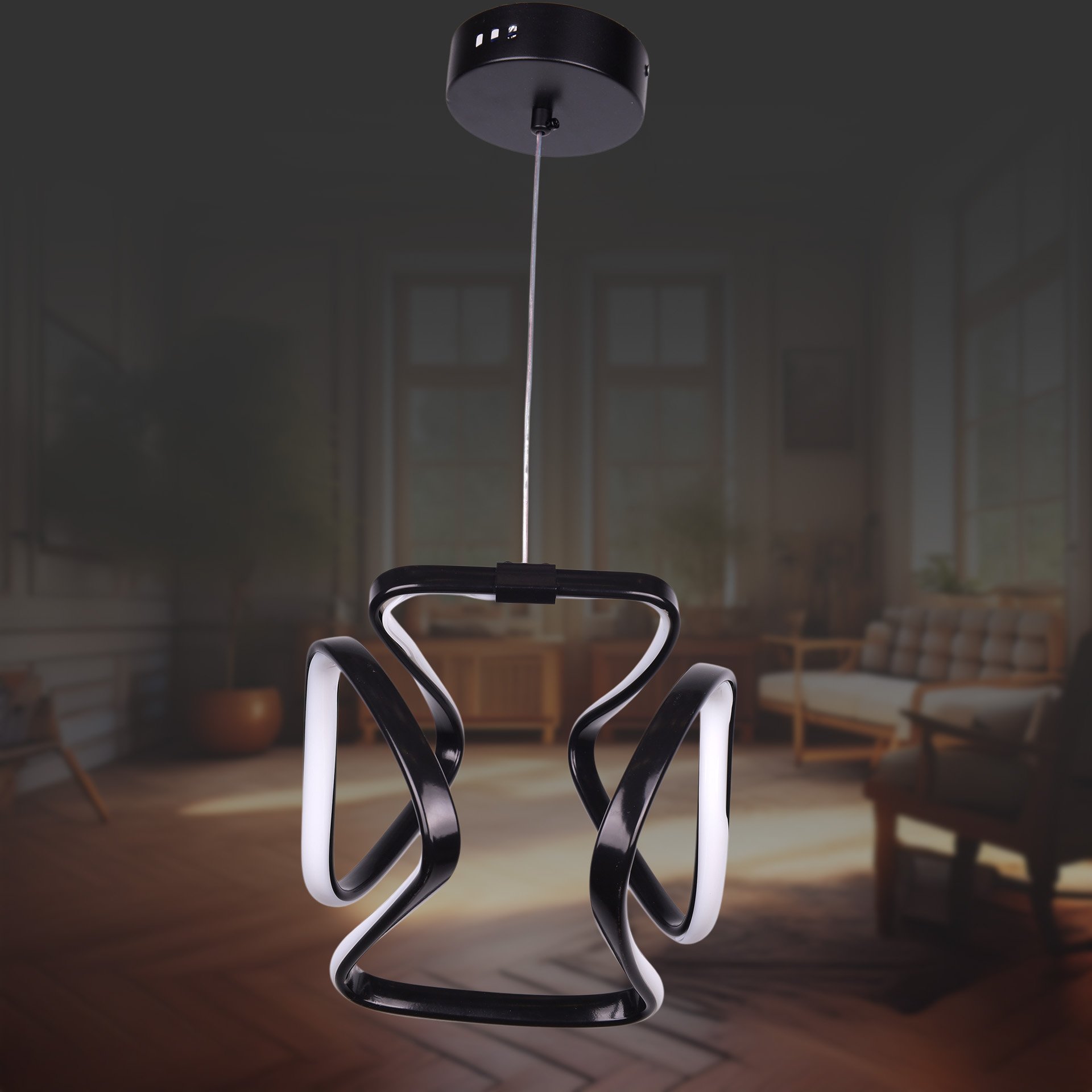 Küp Siyah Led Avize