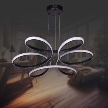 Papatya Büyük Siyah Led Avize