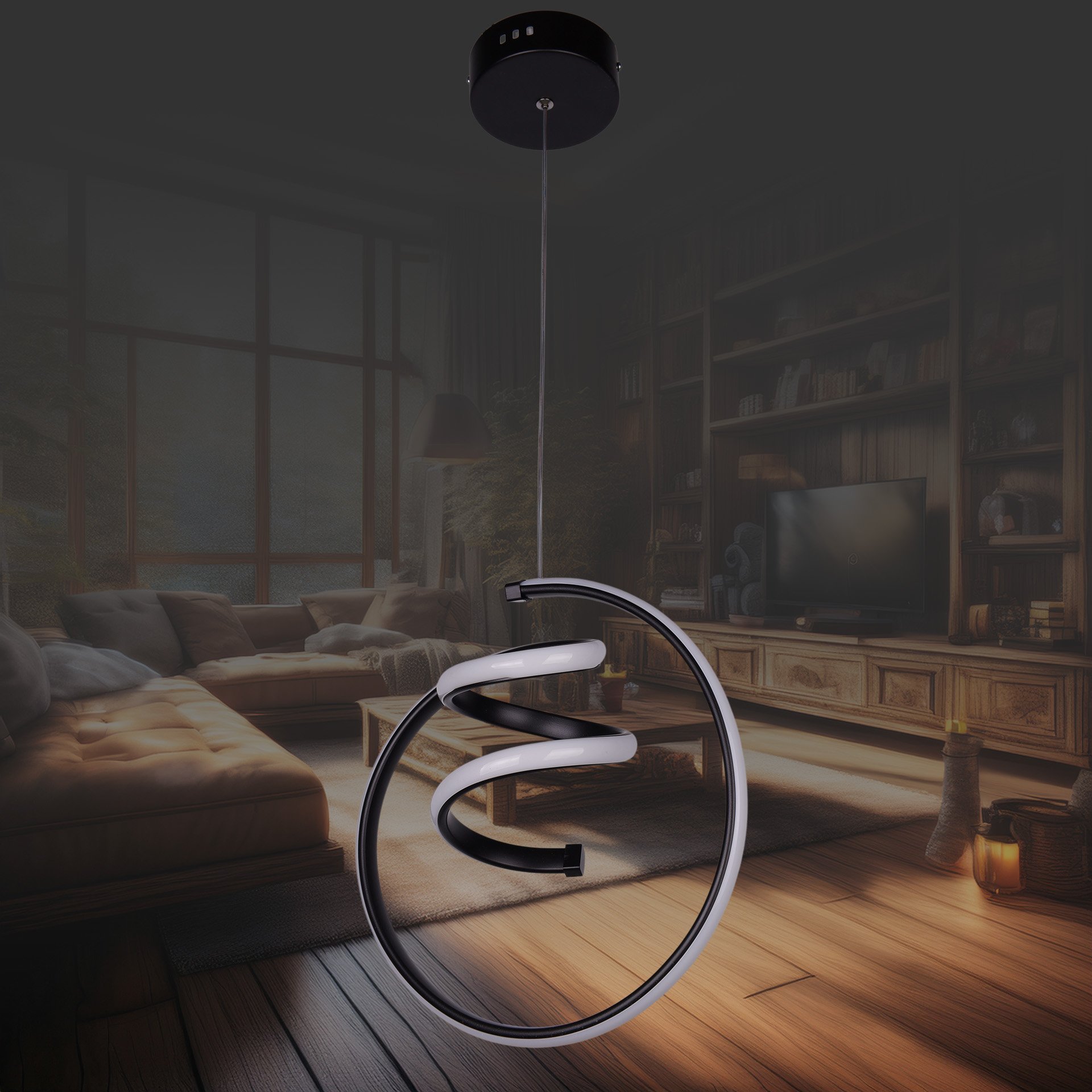 Salkım Siyah Ledli Avize