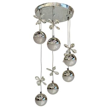 Şeker 6 Lı Ledli Krom Sarkıt Avize