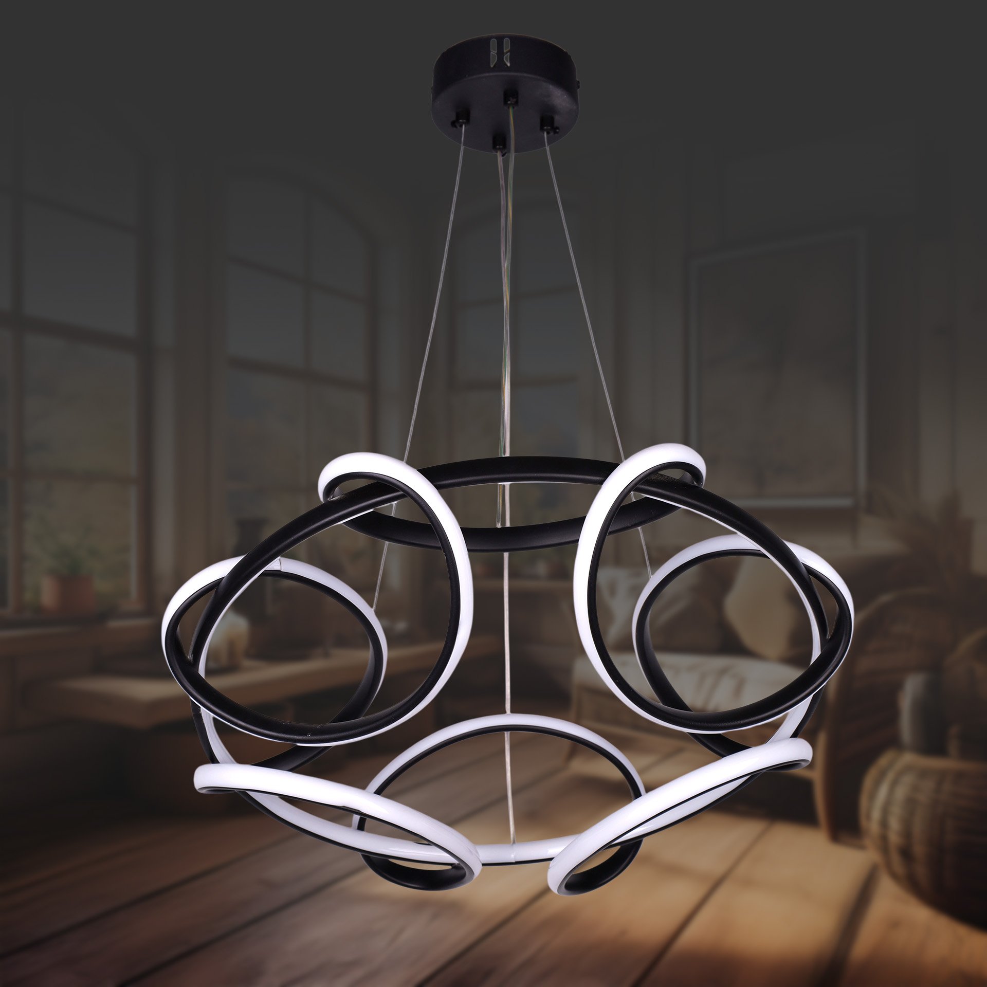 Taç Siyah Led Avize