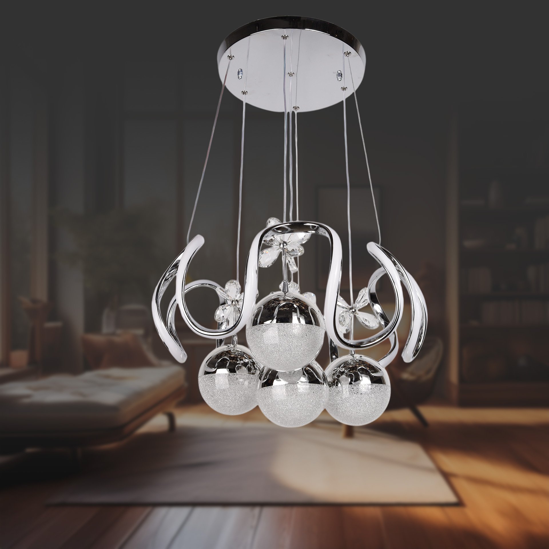 Yağmur Krom 4 Toplu Led Avize