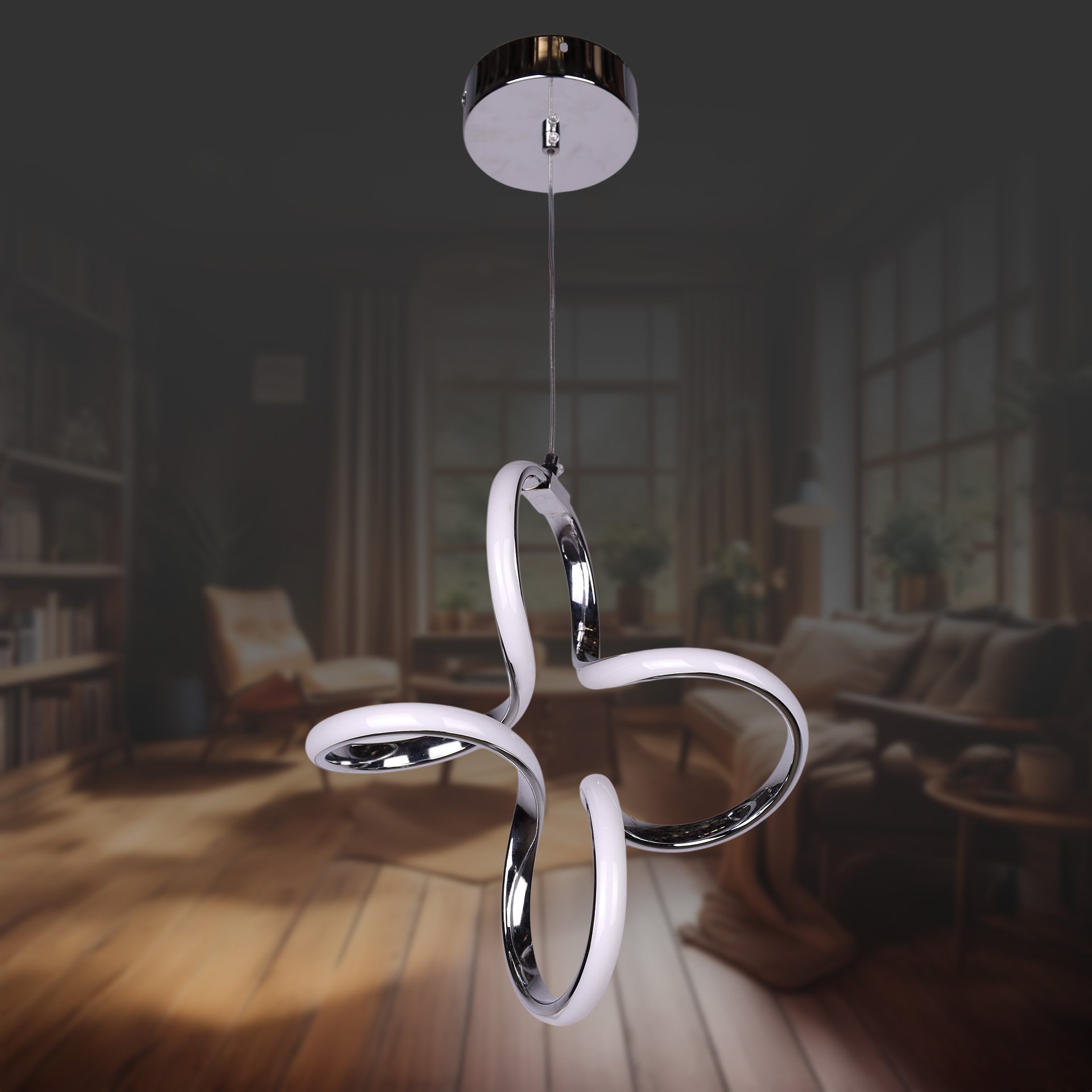 Yonca Krom Büyük Led Avize