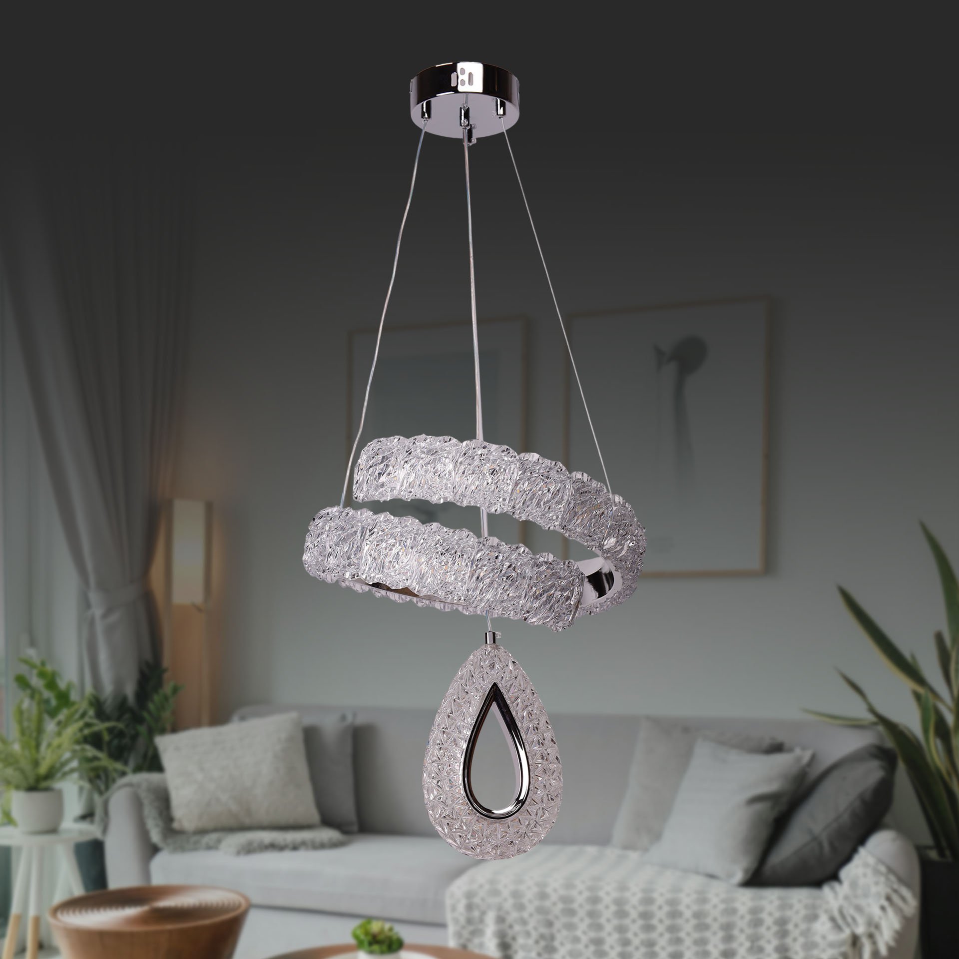 A3406-1 Krom Led Avize