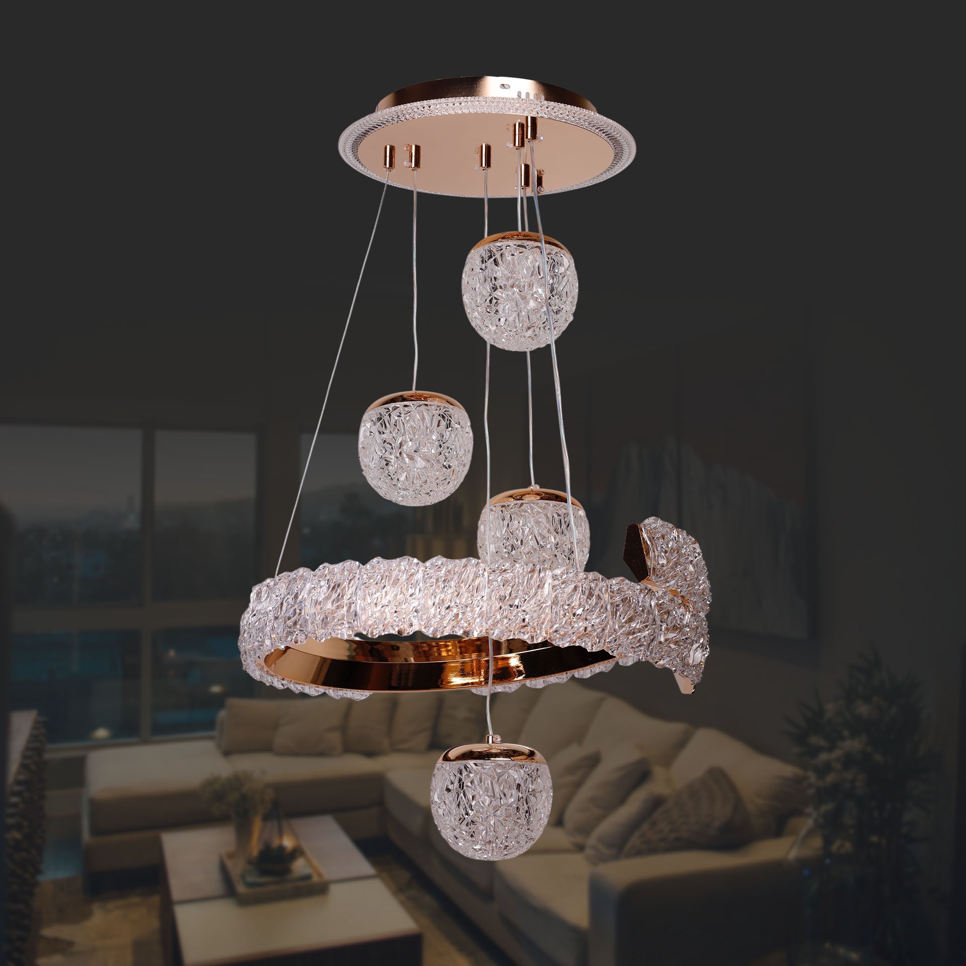 A3403-4 Altın Led Avize