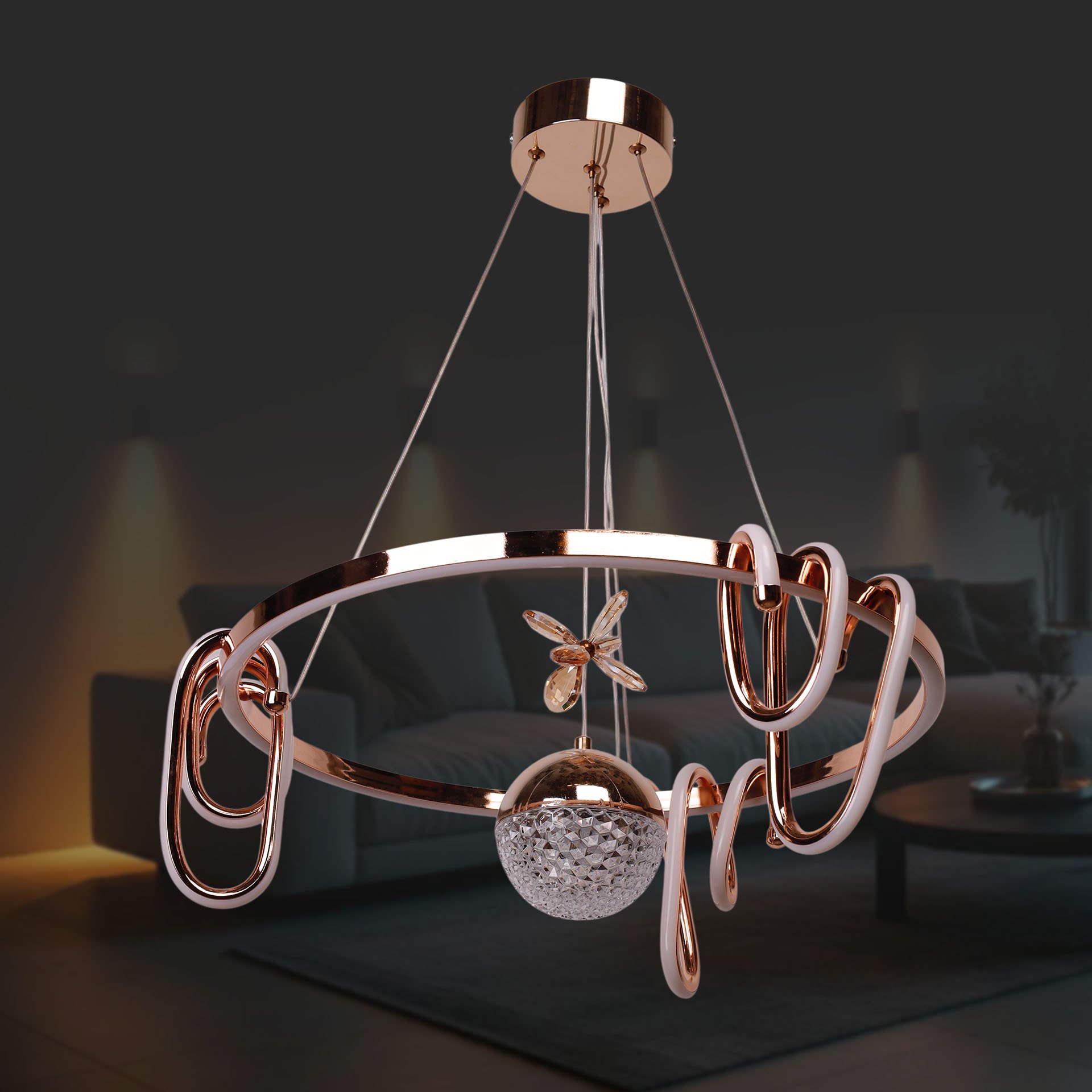 A66116A Altın Led Avize