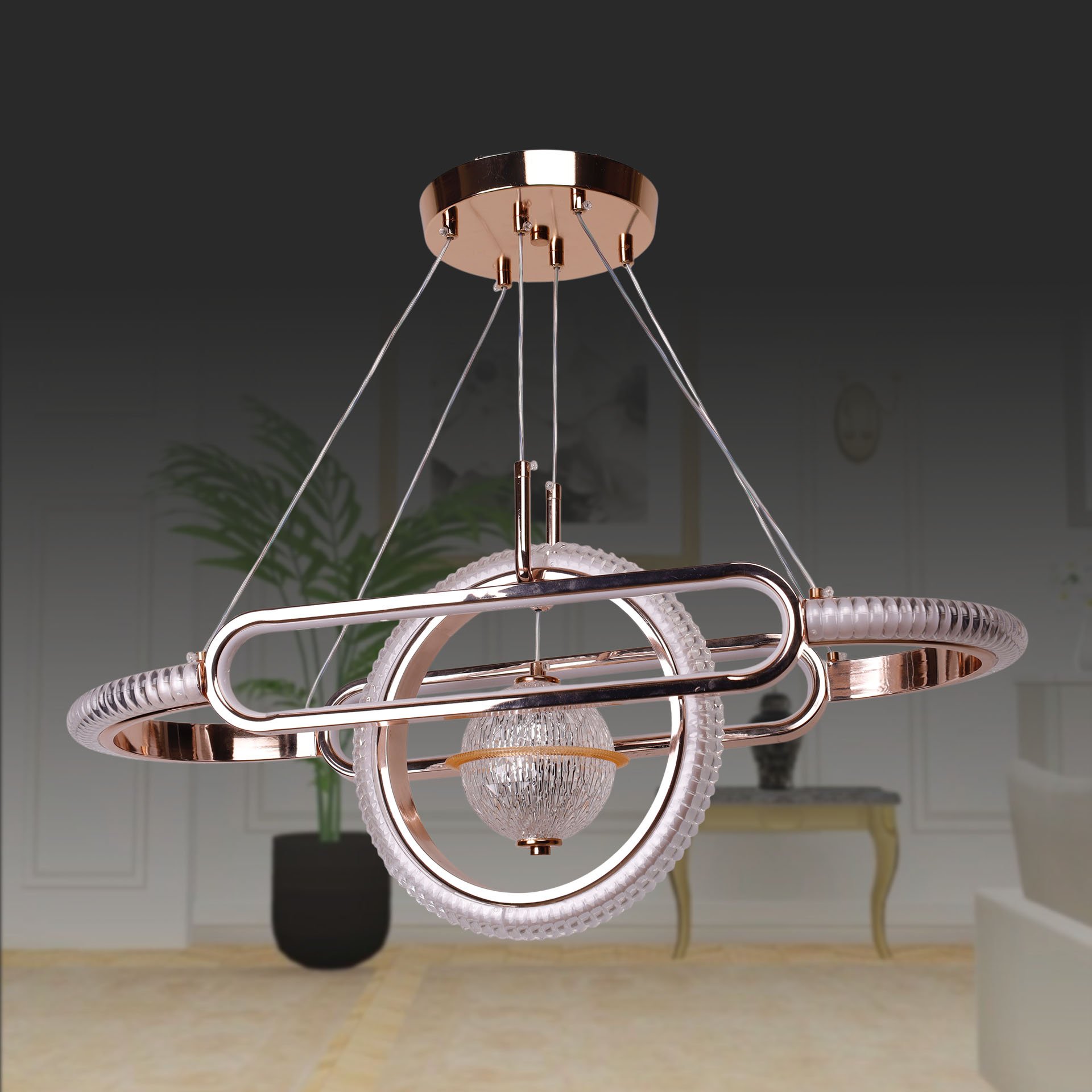 A3410 Altın Yemek Masası Led Avize