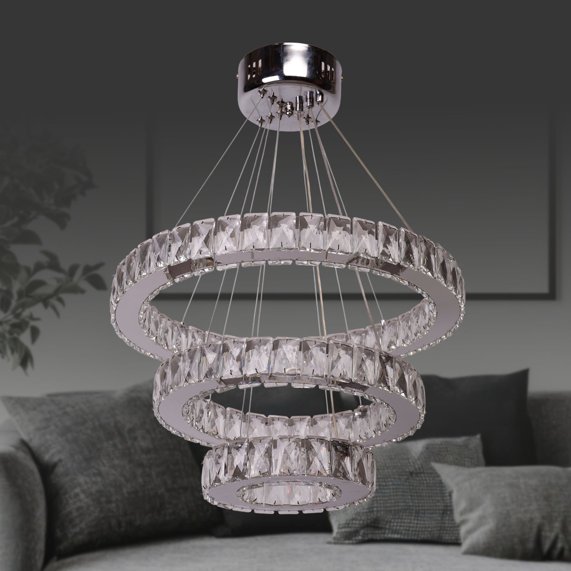 7017-3 Lü Daire Kristal Led Avize