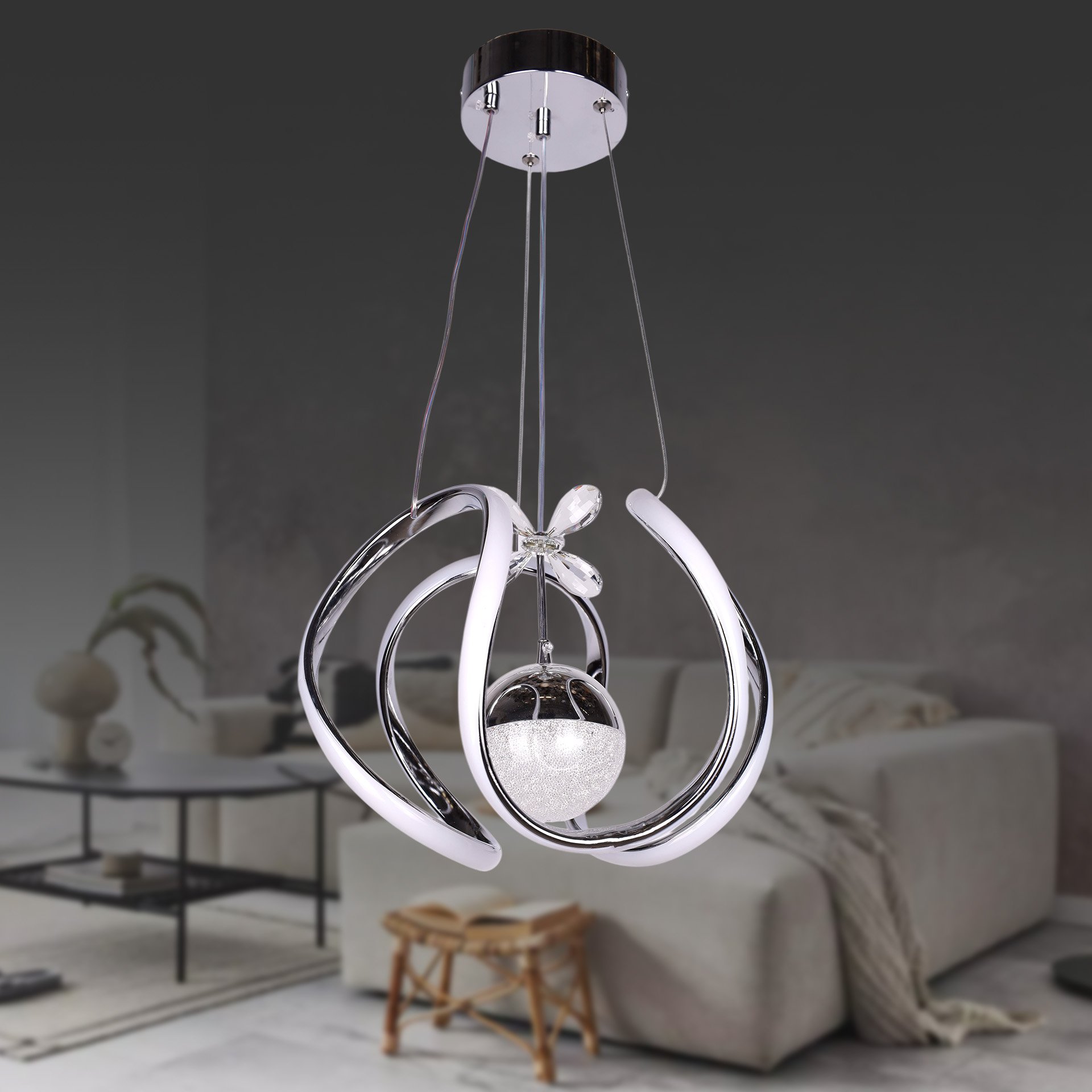 Ahtapot Küçük Krom Led Avize