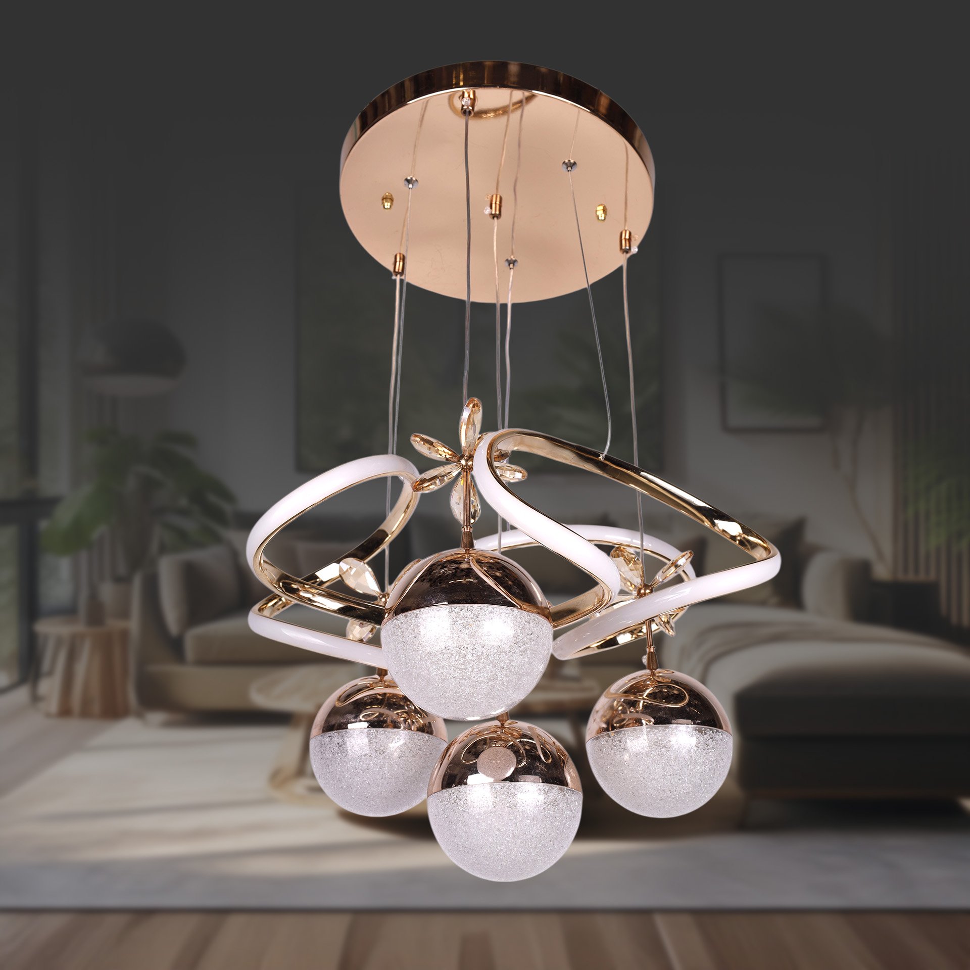 Dron Altın 4 Toplu Led Avize