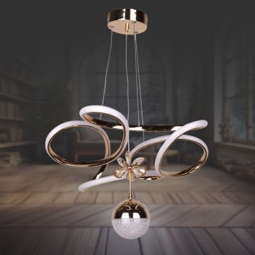 Dron Tek Toplu Altın Led Avize