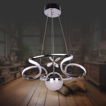 Dron Tek Toplu Krom Led Avize