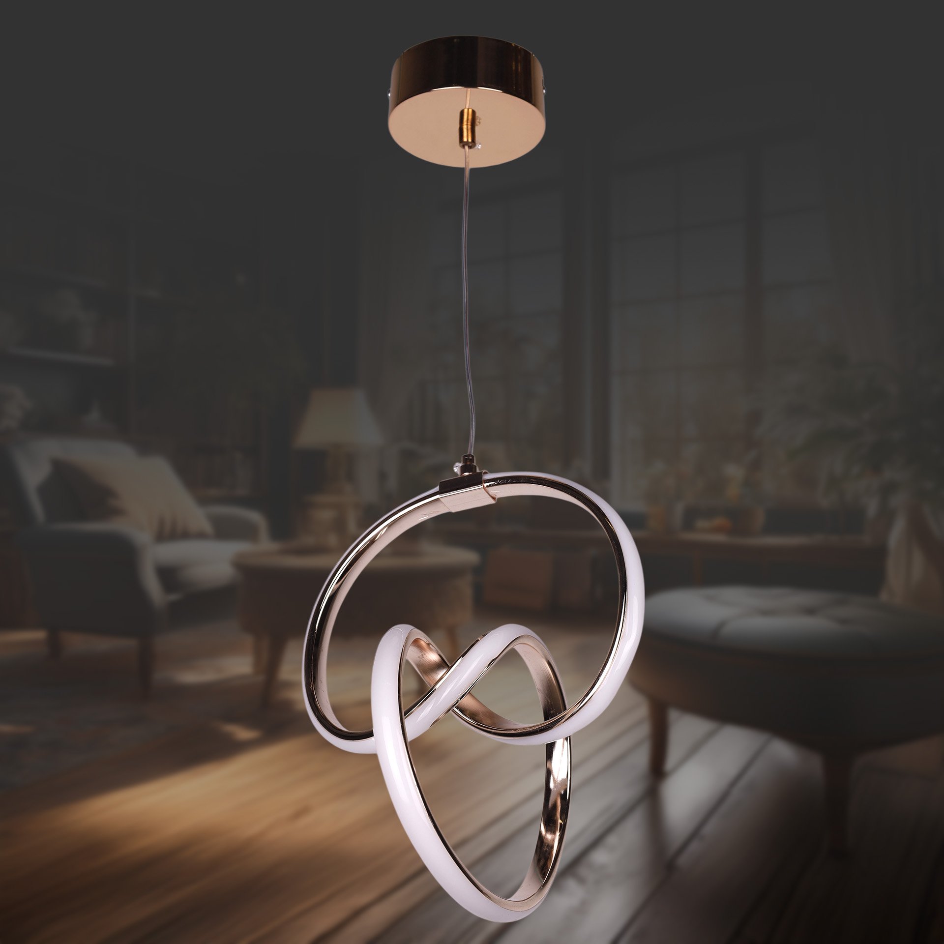 Dünya Orta Altın Led Avize