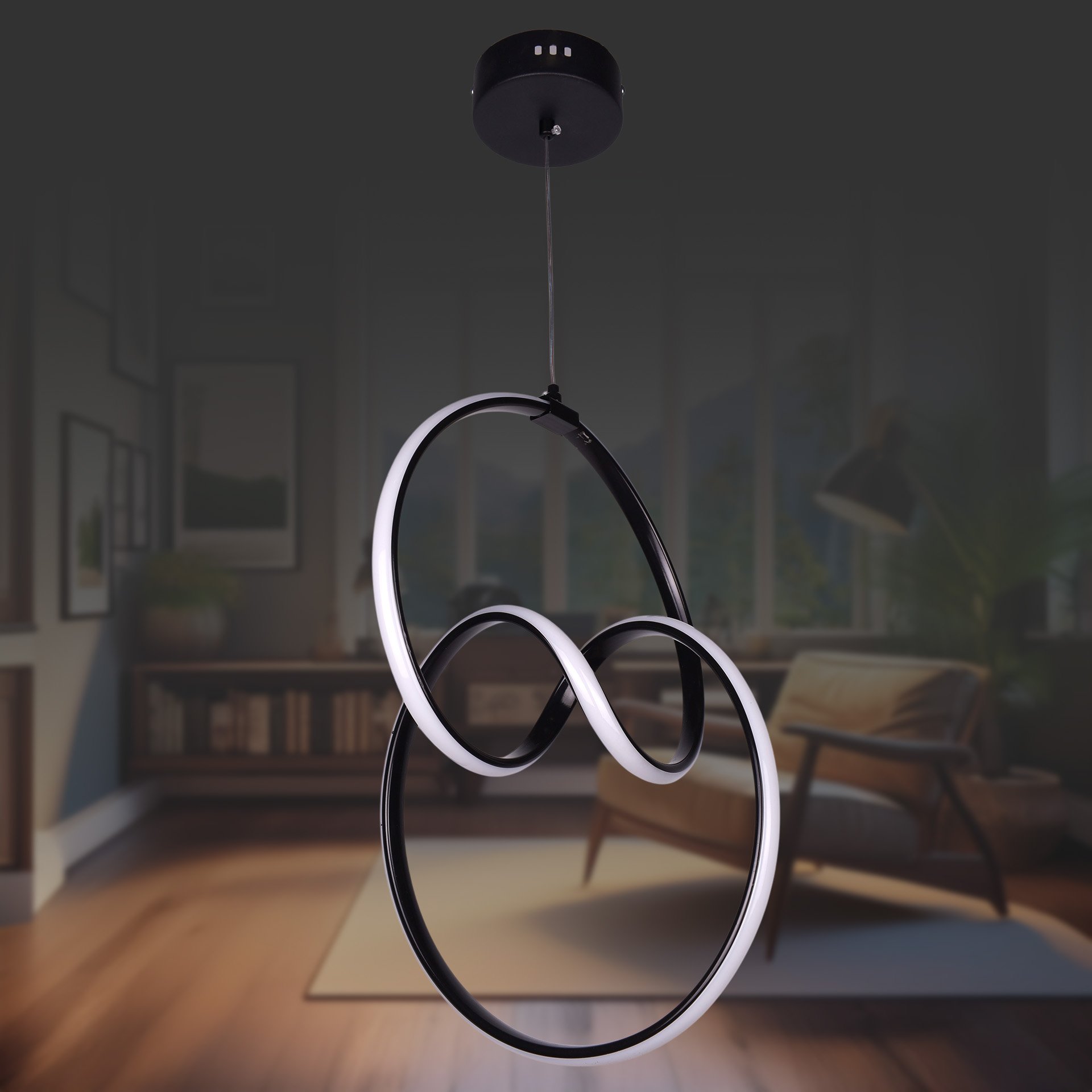 Dünya Mega Siyah Led Avize