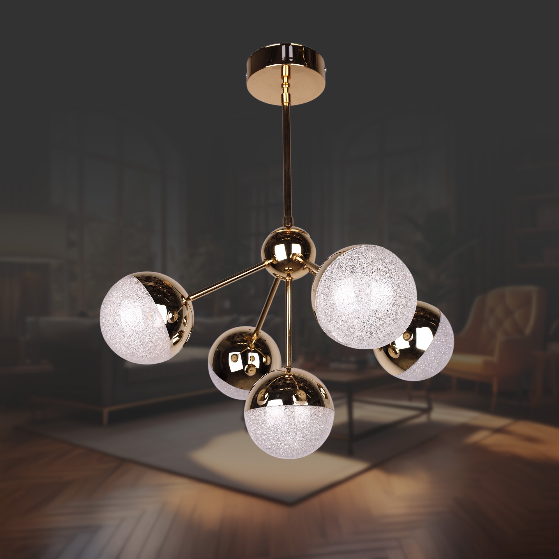 Eksen 5 Li Altın Led Avize