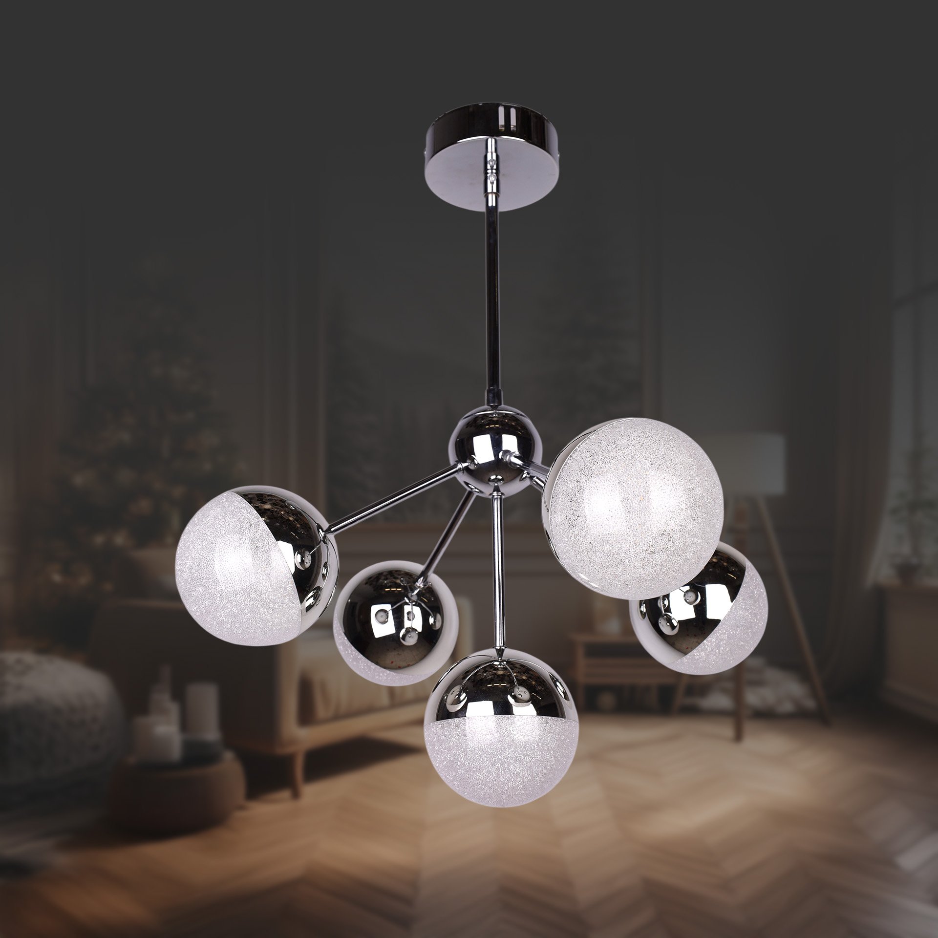 Eksen 5 Li Krom Led Avize