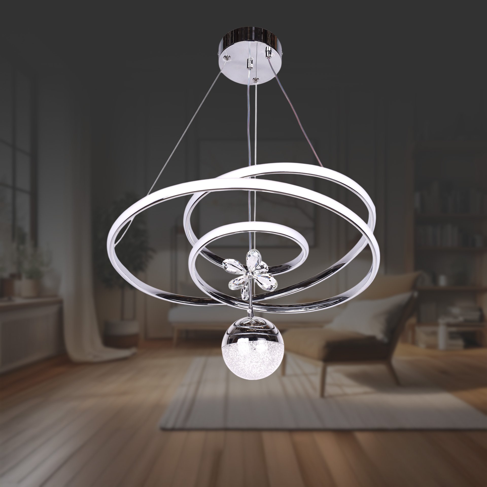 Eylül Büyük Krom Led Avize