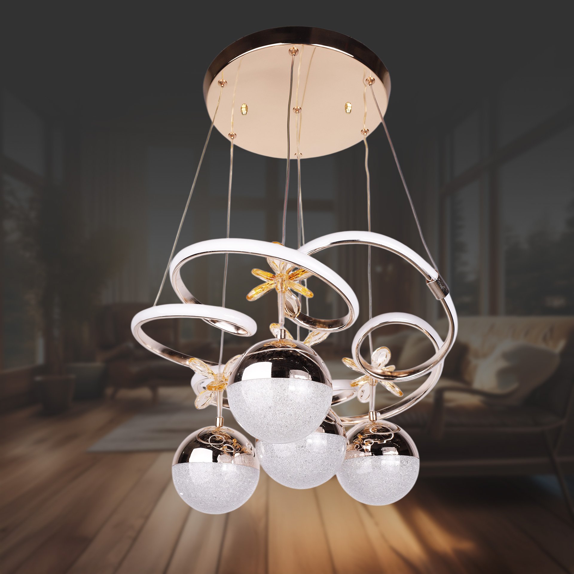 Florya 4 Toplu Altın Led Avize