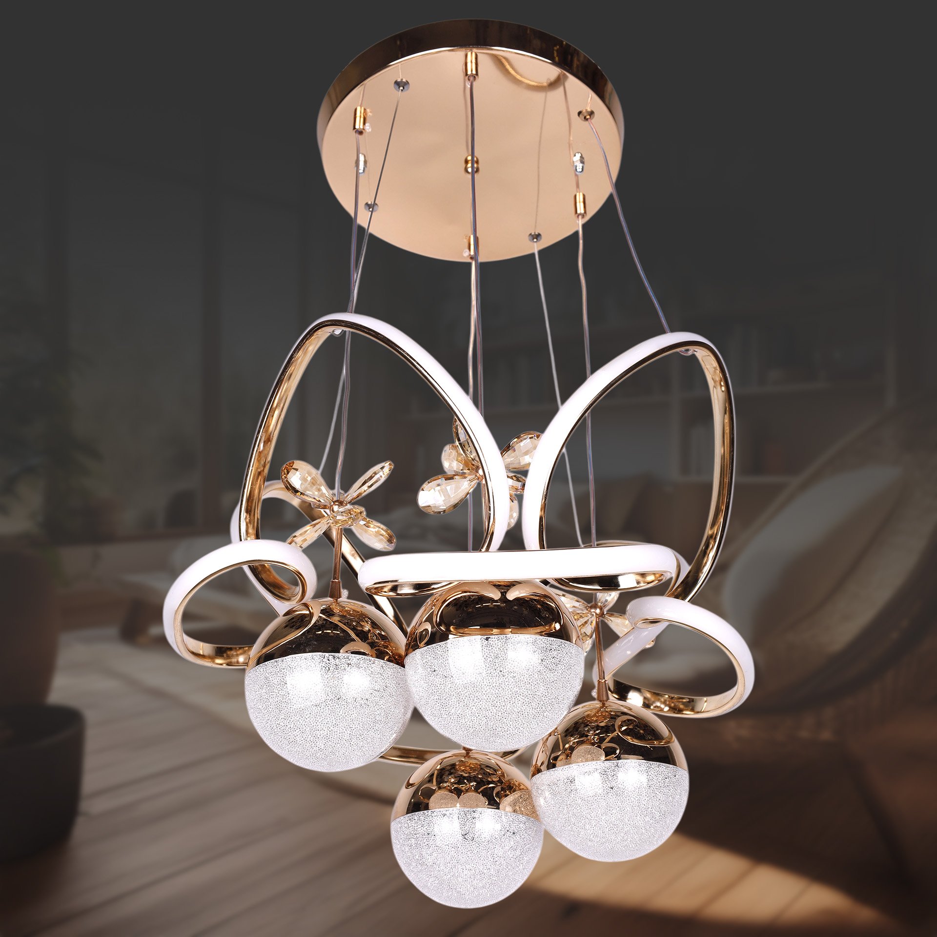 Kral Tacı Altın 4 Toplu Led Avize