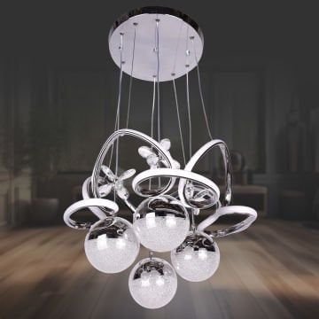 Kral Tacı Krom 4 Toplu Led Avize