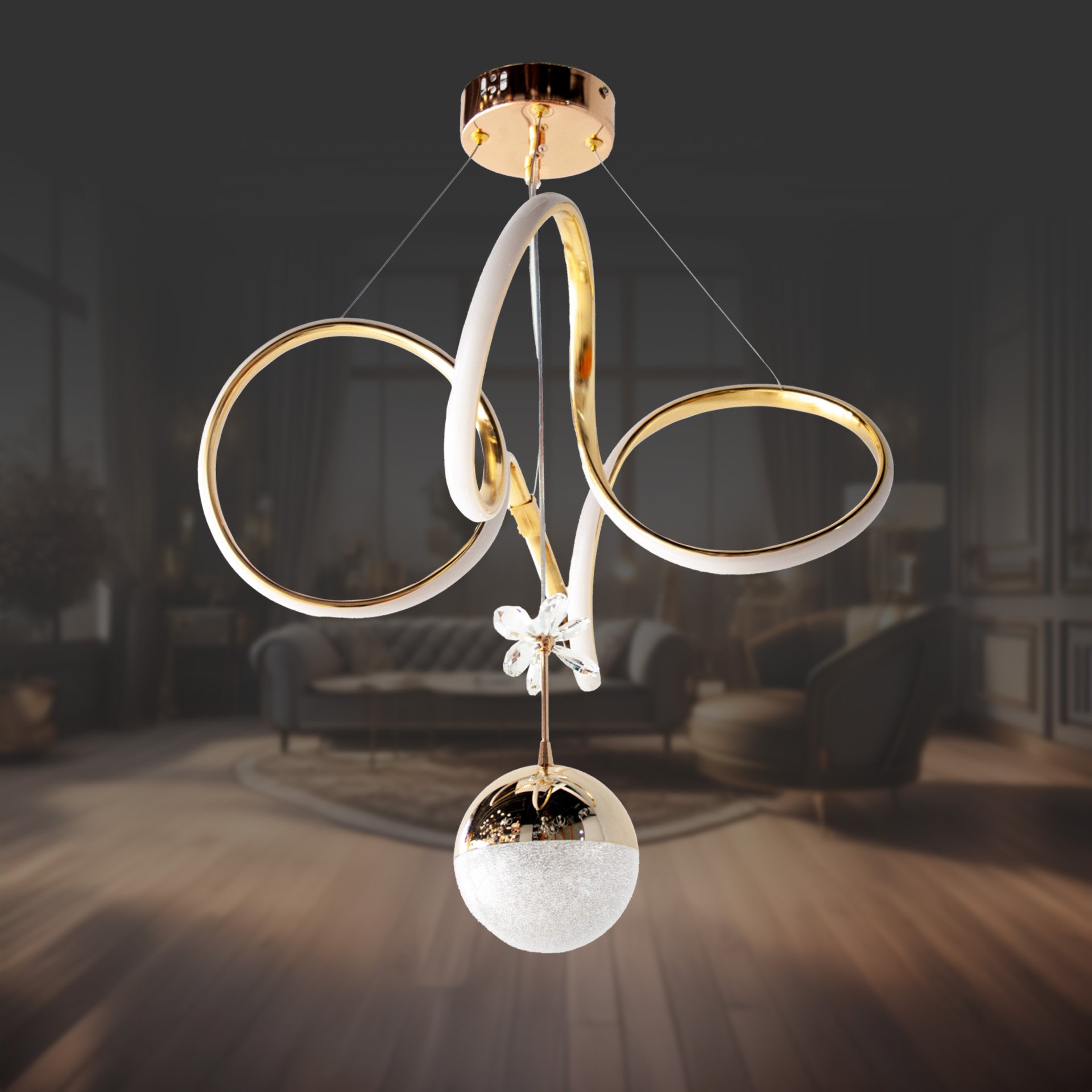 Kuğu Altın 4lü Toplu Led Avize