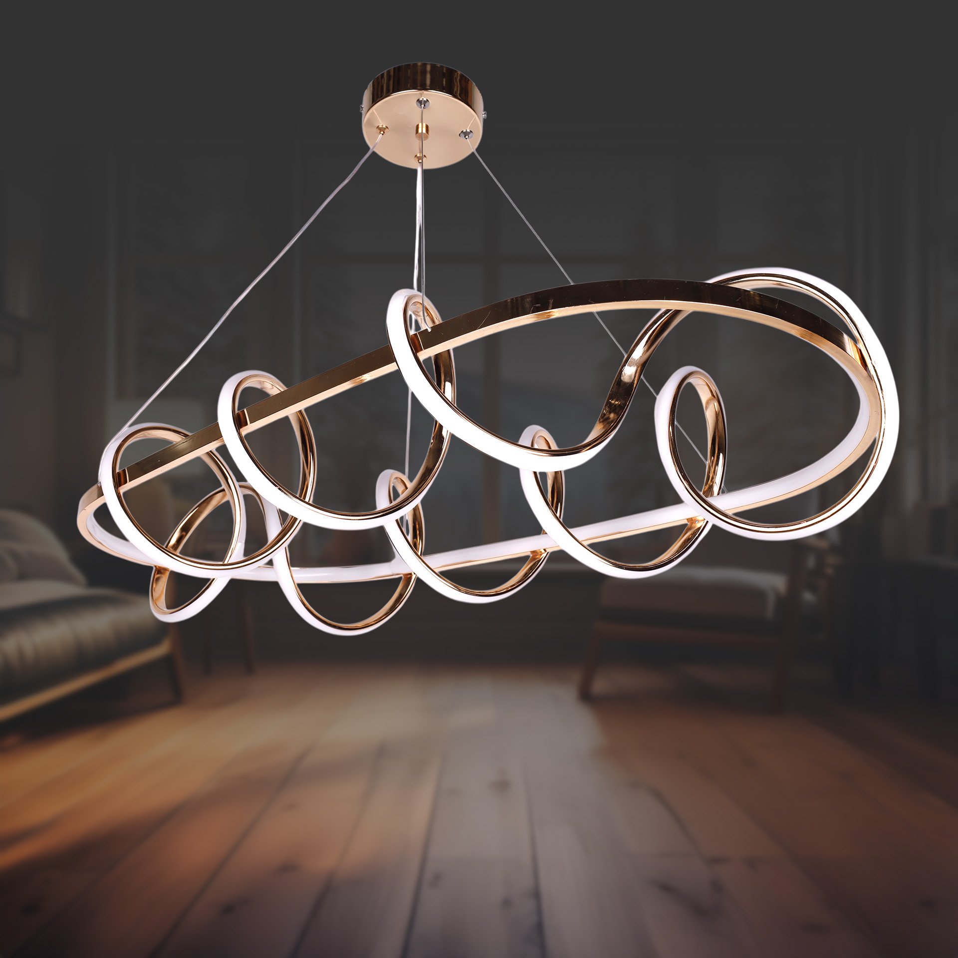 Kuzey Mega Altın Yemek Masası Led