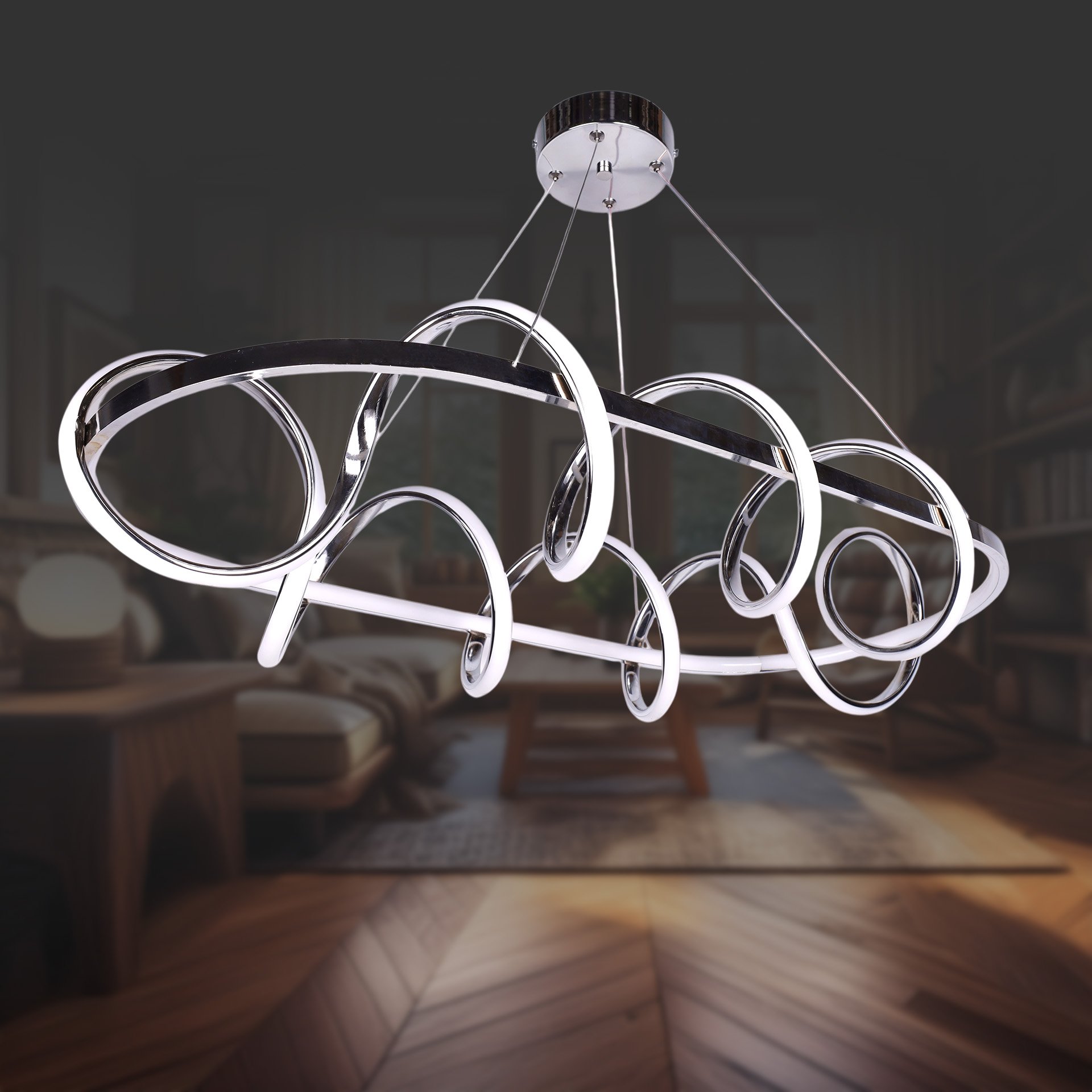 Kuzey Mega Krom Yemek Masası Led