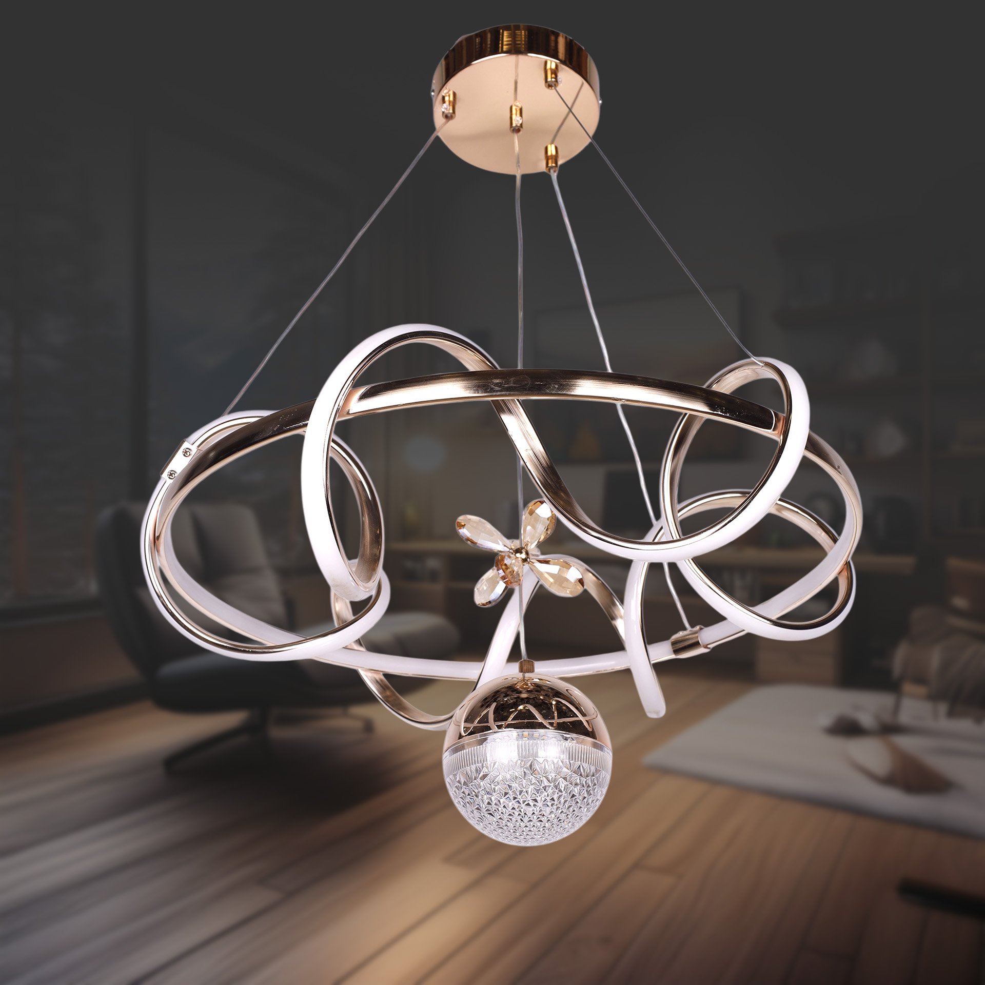 Kuzey Mega Altın Toplu Led Avize