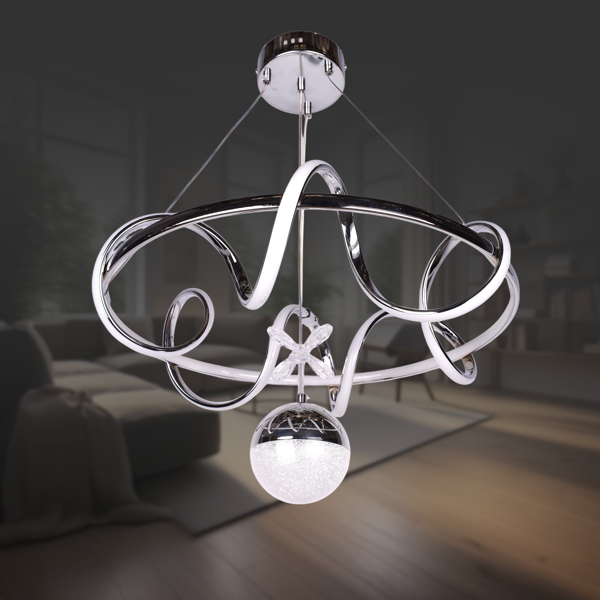 Kuzey Mega Krom Toplu Led Avize