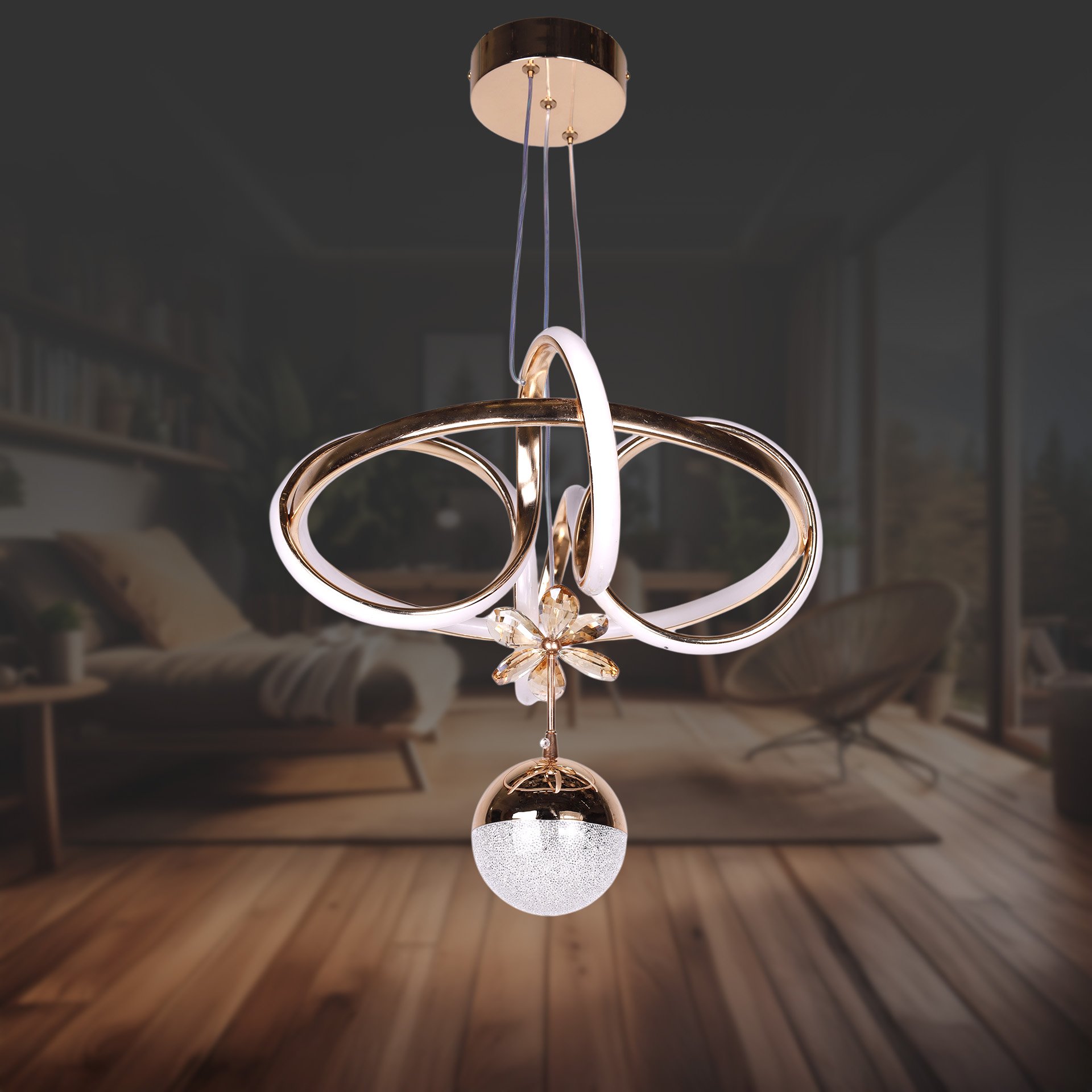 Kuzey Mini Altın Tek Toplu Led Avize