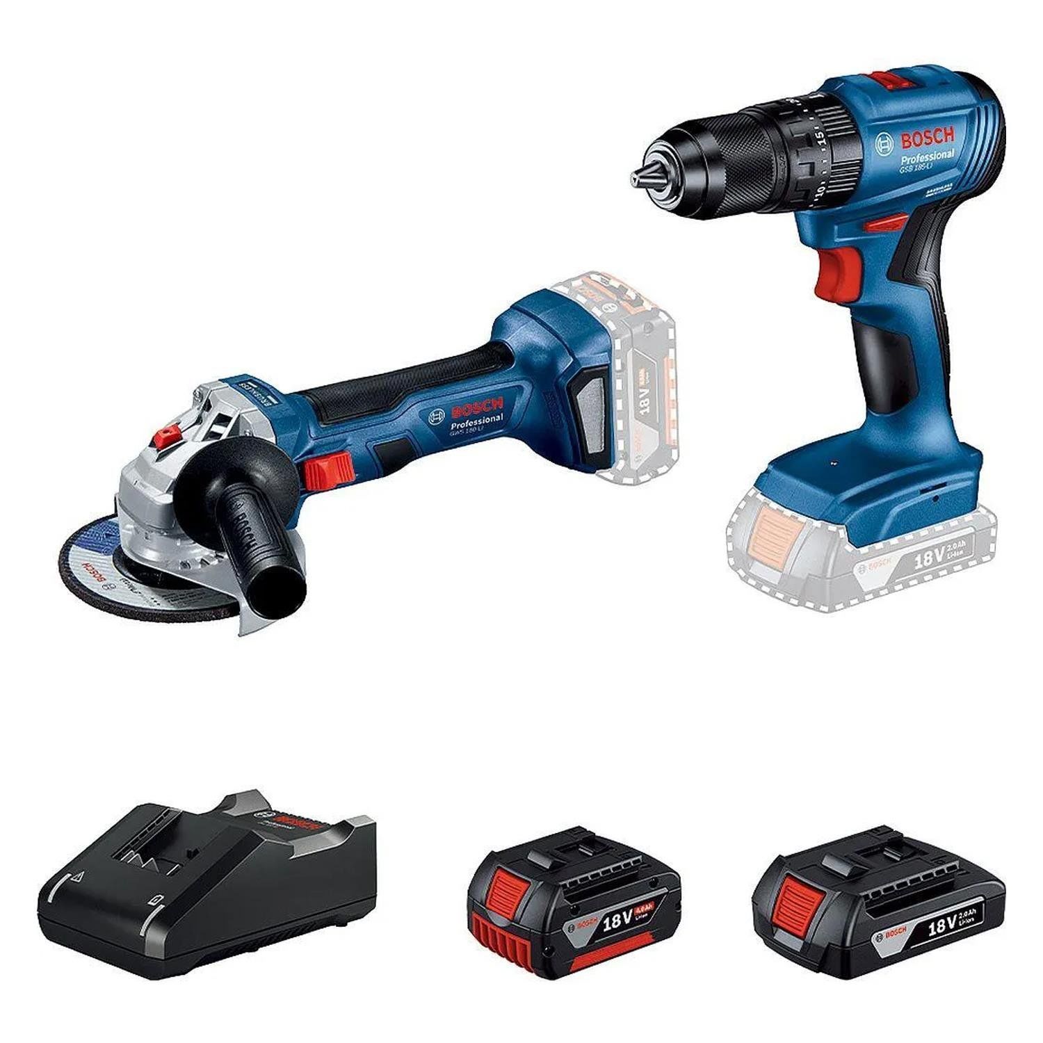 Bosch GWS 180 Li + GSB 185 Li (1x4Ah + 1x2Ah) Çift Akülü Set - 06019H9026