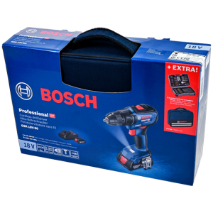 Bosch GSR 18V-50 (2x2Ah) Çift Akülü Delme/Vidalama (BEZ ÇANTALI) + 43Pc Vidalama Seti - 06019H5004