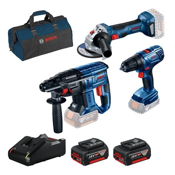 Bosch GBH 180 Li + GSR 180 Li + GWS 180 Li (3lü Set) + Bez Çanta + 2X4Ah Akülü Set - 0615990M8Y