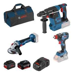 Bosch GBH 18V-26 + GDX 18V-200 + GWS 18V-10 (3lü Set) + Bez Çanta + 1X5Ah + 1X8Ah Procore Akülü Set - 0615990M9F