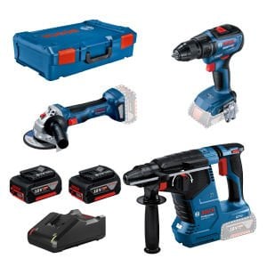 Bosch GBH 187 Li + GSR 18V-50 + GWS 18v-10 (3lü Set) + XL-Boxx Plastik Çanta + 2X5Ah Akülü Set - 0615990N42