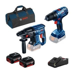 Bosch GBH 180 Li + GSR 180 Li (2li Set) + Bez Çanta + 2X4Ah Akülü Set - 0615990M31