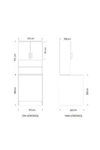 Çamaşır makinası banyo dolabı 2 kapaklı Raflı