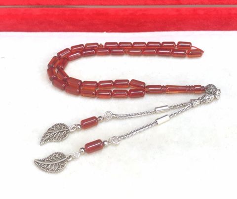 BORDO RENKLİ ATEŞ KEHRİBAR TESBİH