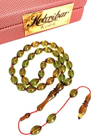 ATEŞ KEHRİBAR TESBİH SİSTEMLİ YEŞİL BEYZİ MODEL