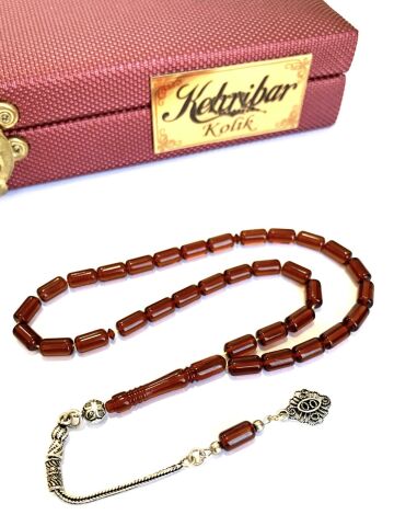 ATEŞ KEHRİBAR TESBİH BALRENGİ KAPSÜL MODEL PÜSKÜLLÜ